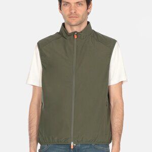 NWT Save The Duck Mars Men's Wind/Water Proof Zip up Green Vest Size XL with bag